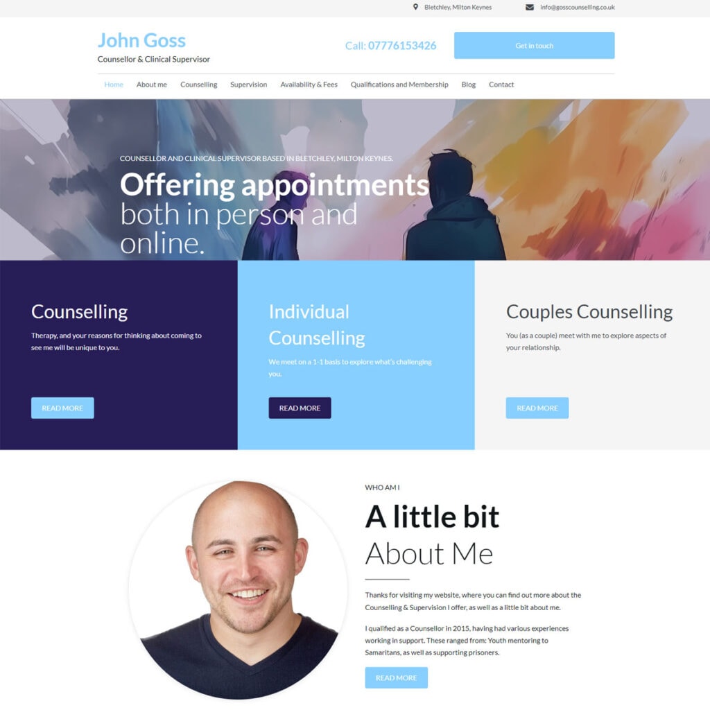 John Goss Counsellor and Clinical Supervisor website