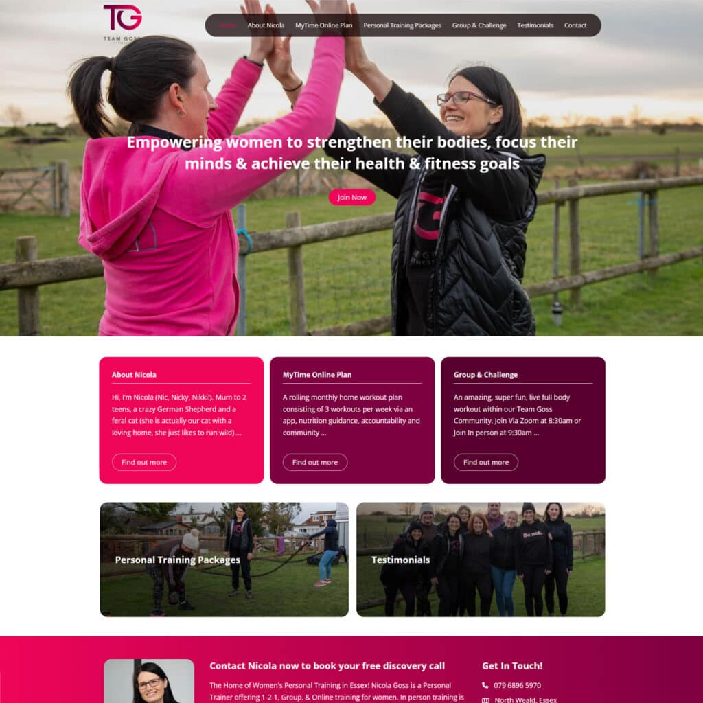 Team Goss Fitness website