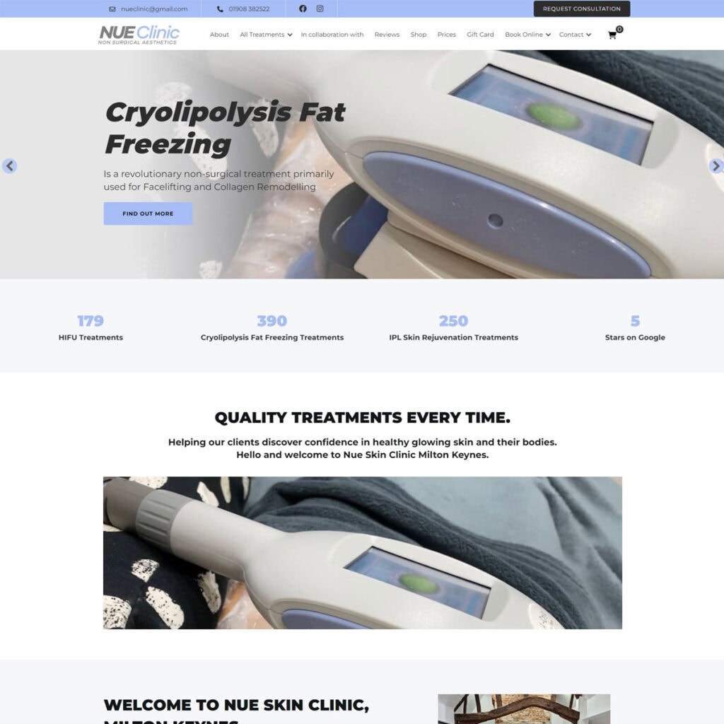 NUE Clinic website