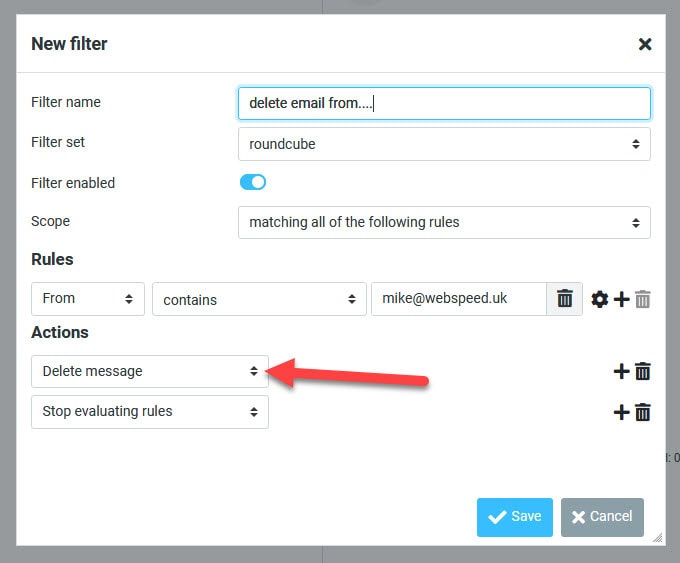 Create an email filter - HealthHosts