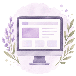 Watercolour computer illustration representing an outdated therapist website.
