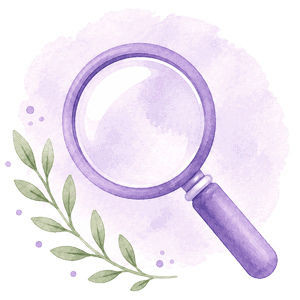 Watercolour magnifying glass illustration representing a therapist website SEO review.