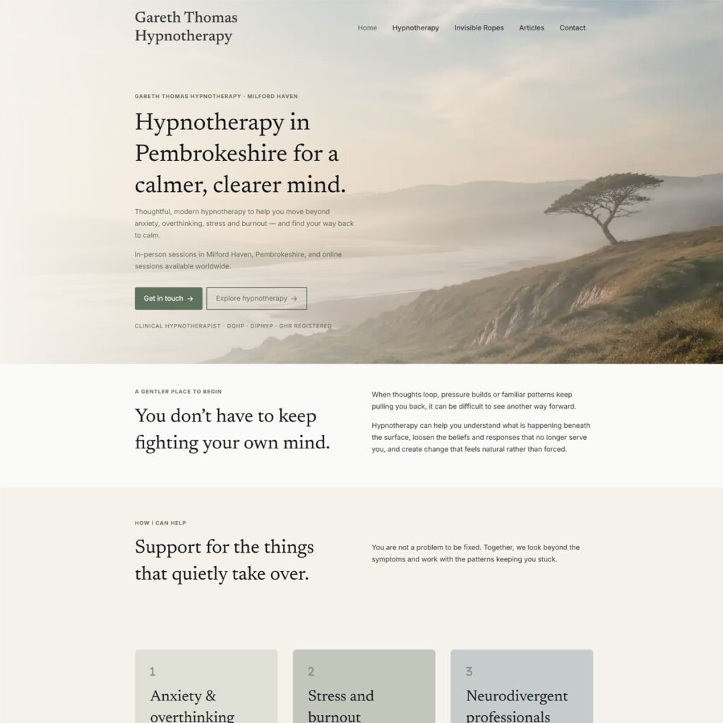 Gareth Thomas Hypnotherapy screenshot
